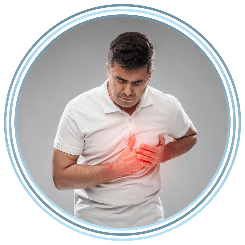 person with having heart pain and issues